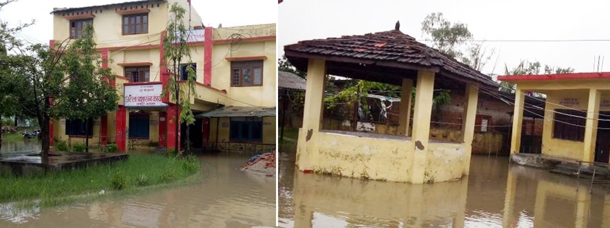 अविरल वर्षाका कारण सर्लाहीमा सीडीओ कार्यालय र प्रहरी चौकी डुबानमा